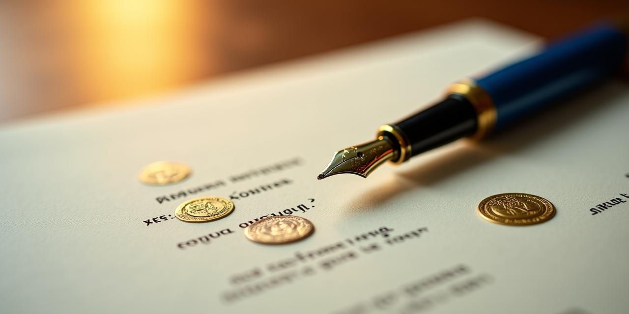 Close-up of fountain pen resting on legal documents with gold accents