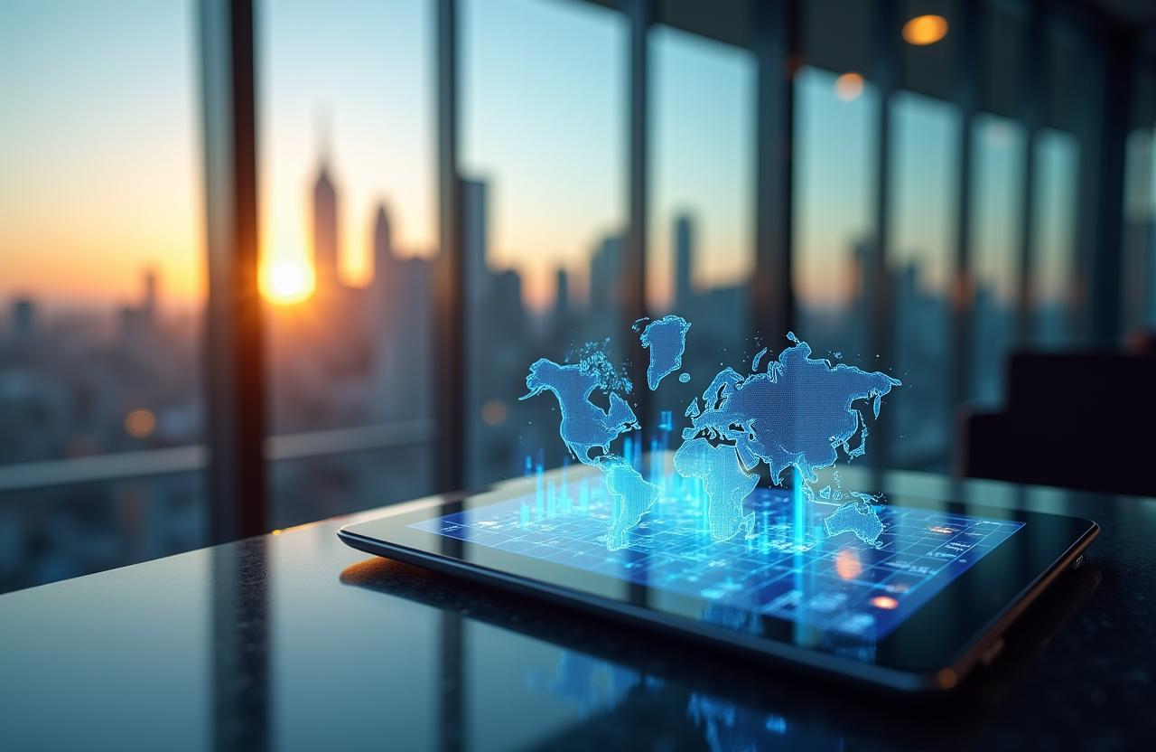 Global financial markets and data analysis visualization